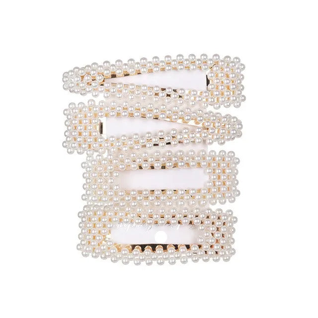 5Pcs/Set Elegant Pearl Hair Clips for Women - Snap Button Hairpins, Sweet Pearl Barrettes, Hair Jewelry Accessories - Perfect for Weddings, Parties & Everyday Styling