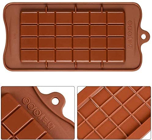 3-Pack Silicone Chocolate Bar Molds - Non-Stick, Reusable Break-Apart Baking Molds for Energy Bars, Candy & DIY Chocolate Making - Perfect for Home Baking, Holiday Treats & Gift Packaging