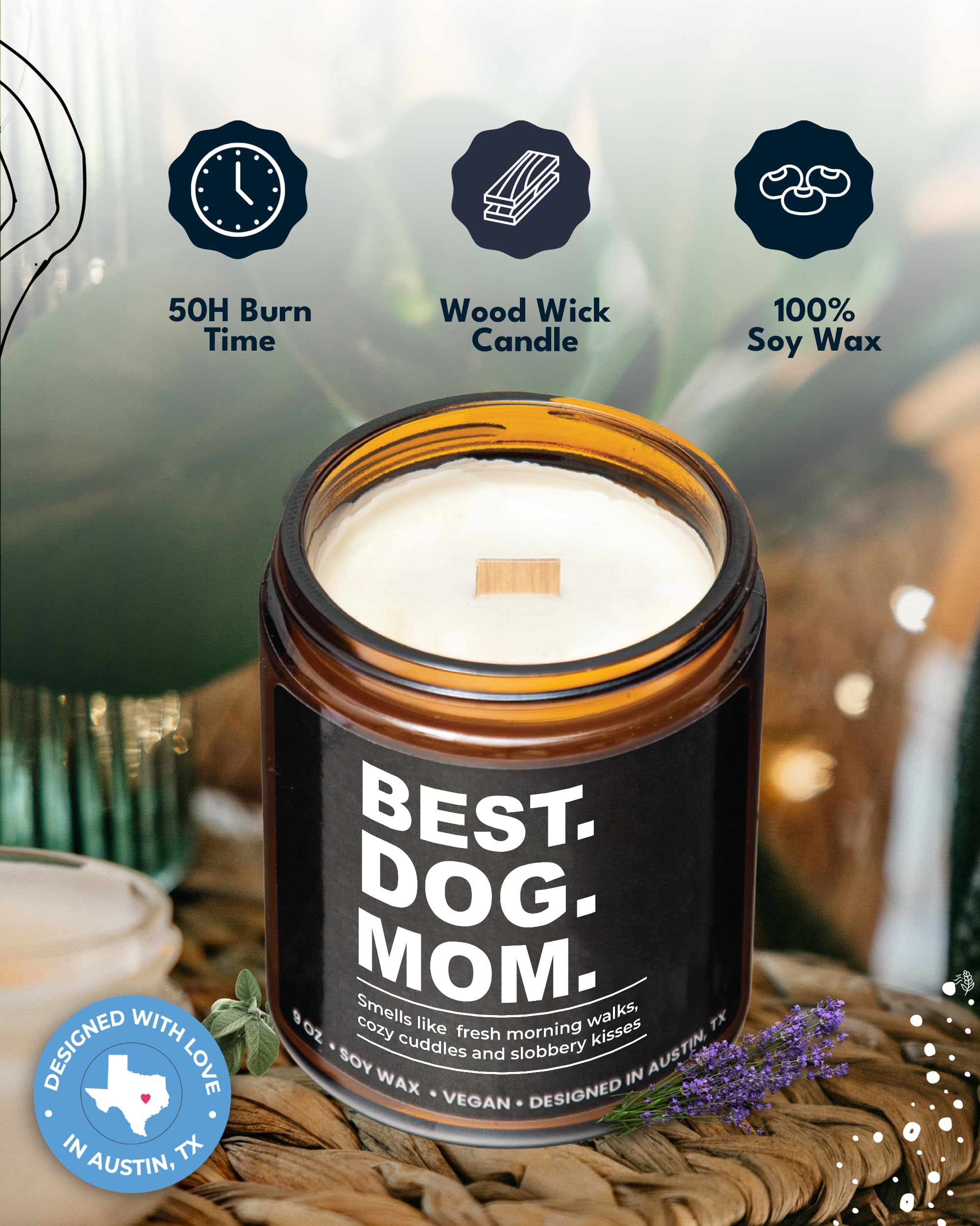 Funny Best Dog Mom Soy Candle - Unique Gifts for Dog Lovers Women | Birthday, Mother's Day & Christmas Present Ideas | Perfect for Home Decor, Relaxation & Pet Lover Gifts