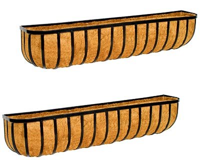 BestNest Gardman Forge Wall Troughs with Coco Liners, 48 Inch Long, Pack of 2 - Perfect for Balcony, Patio, and Garden Flower Planters