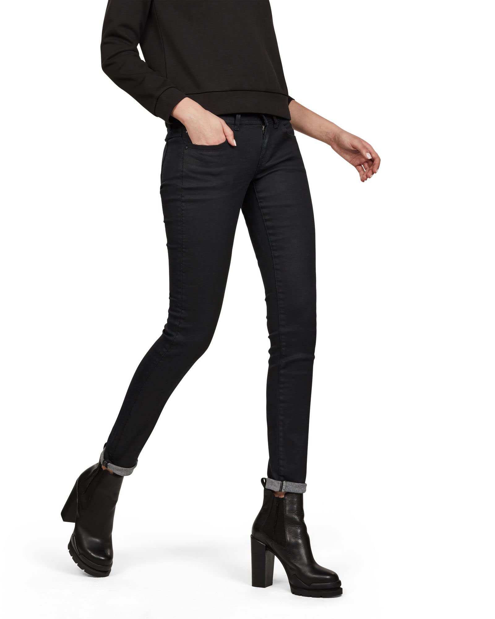 G-STAR RAW Women's Lynn Mid Waist Skinny Jeans - High Stretch Denim Pants for Casual Wear & Night Out | Slim Fit Comfortable Jeans for Everyday Style