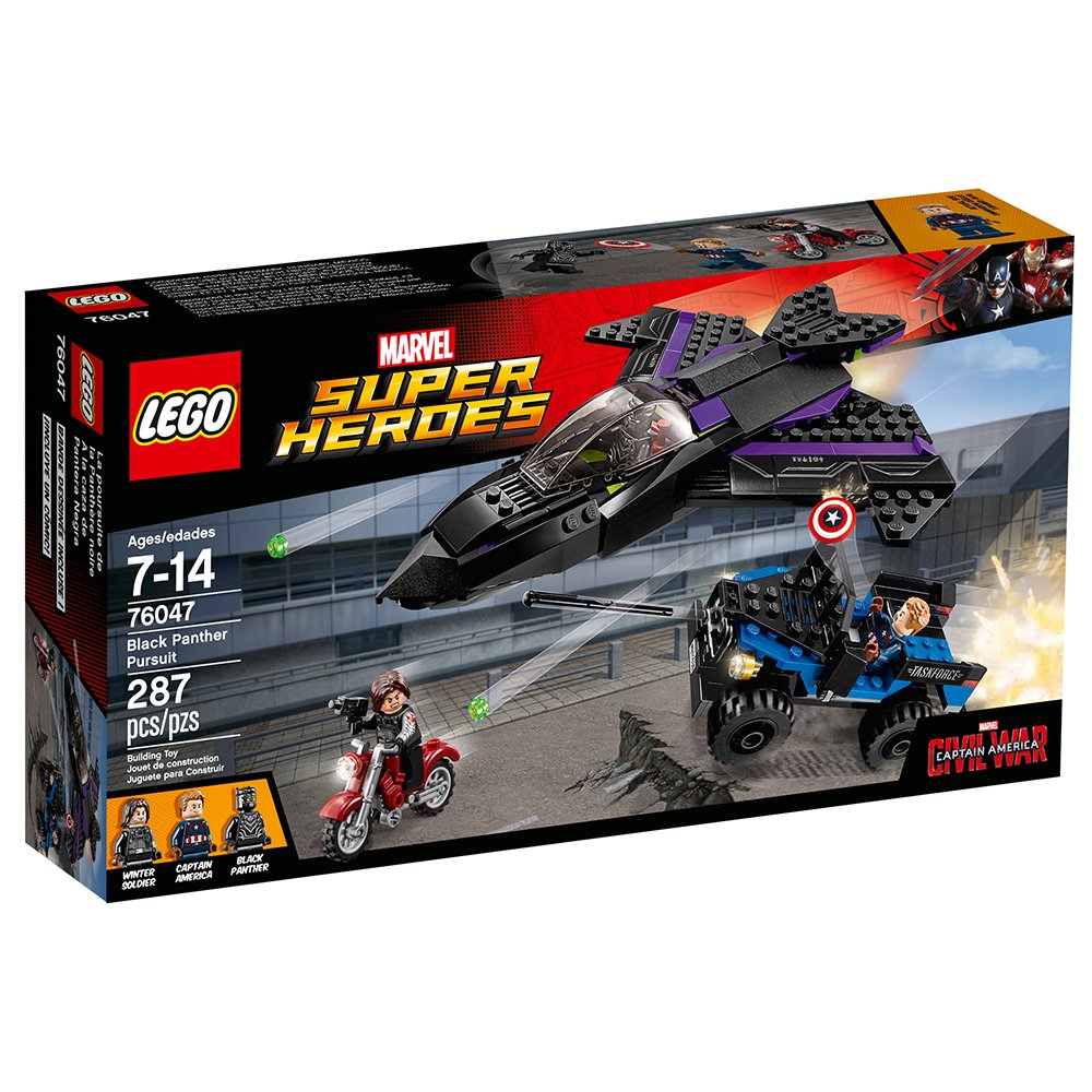 LEGO Marvel Super Heroes Black Panther Pursuit 76047 Building Toy Set for Kids - Superhero Action Figure Playset with Black Panther & Captain America Minifigures - Perfect for Marvel Fans & Collectors | Great Gift for Birthday & Christmas