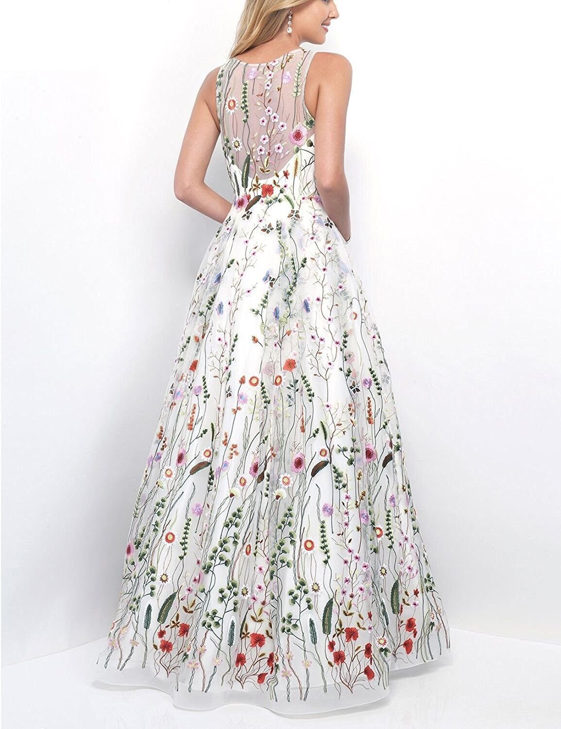 Elegant Long Floral Embroidered Prom Dress for Women - Formal Evening Gown for Weddings, Parties & Special Occasions | 2018 Collection
