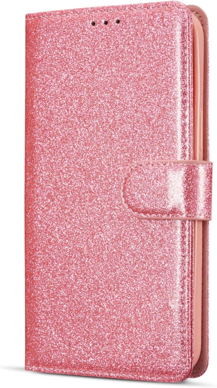 MOBISTAR iPhone 14 Plus Case 6.7 Inch - Glitter Bling Flip Wallet Cover with Card Holder & Kickstand | Shiny Protective Phone Case for Women (Pink) | Perfect for Parties, Shopping & Everyday Use