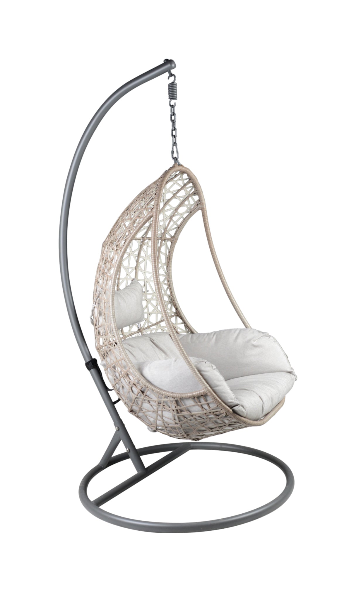 Cayden Wicker Basket Chair - Black Rattan Hanging Egg Chair for Indoor/Outdoor Patio, Porch, Garden & Balcony Relaxation
