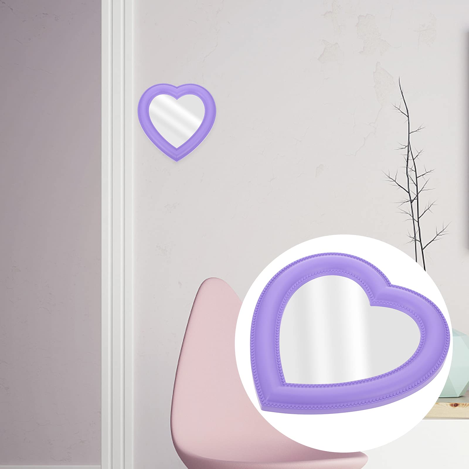 EXCLUZO 3-Pack Heart-Shaped Wall Mounted & Desktop Vanity Mirror - Portable Makeup Mirror for Women - Perfect for Bedroom, Bathroom & Travel Beauty Essentials
