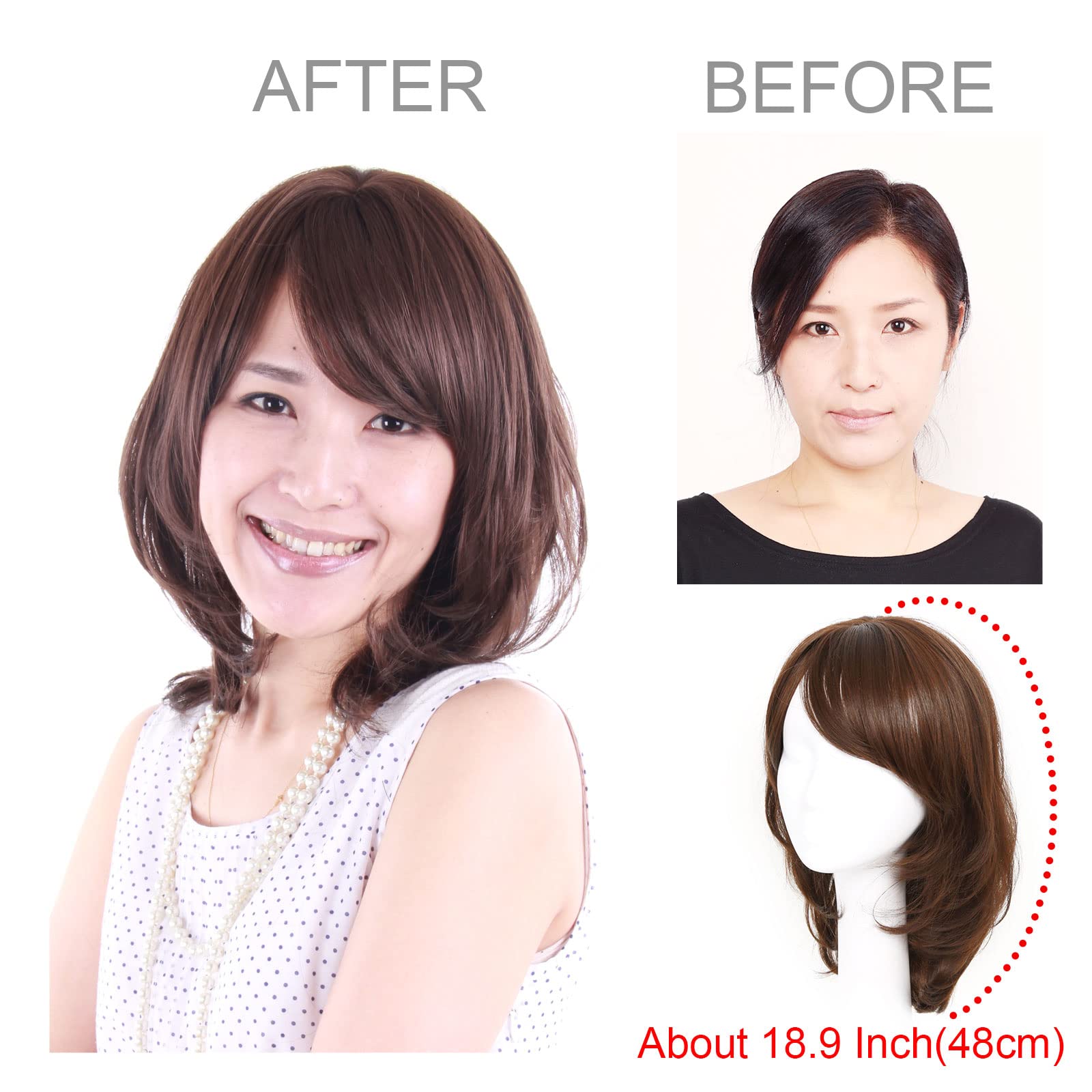 Medium Sweet Curly Human Hair Blend Wig for Women with Hair Loss - Natural Looking Medical Wig for Asian Women (C9 Brown) | Perfect for Daily Wear, Cosplay & Hair Loss Solutions