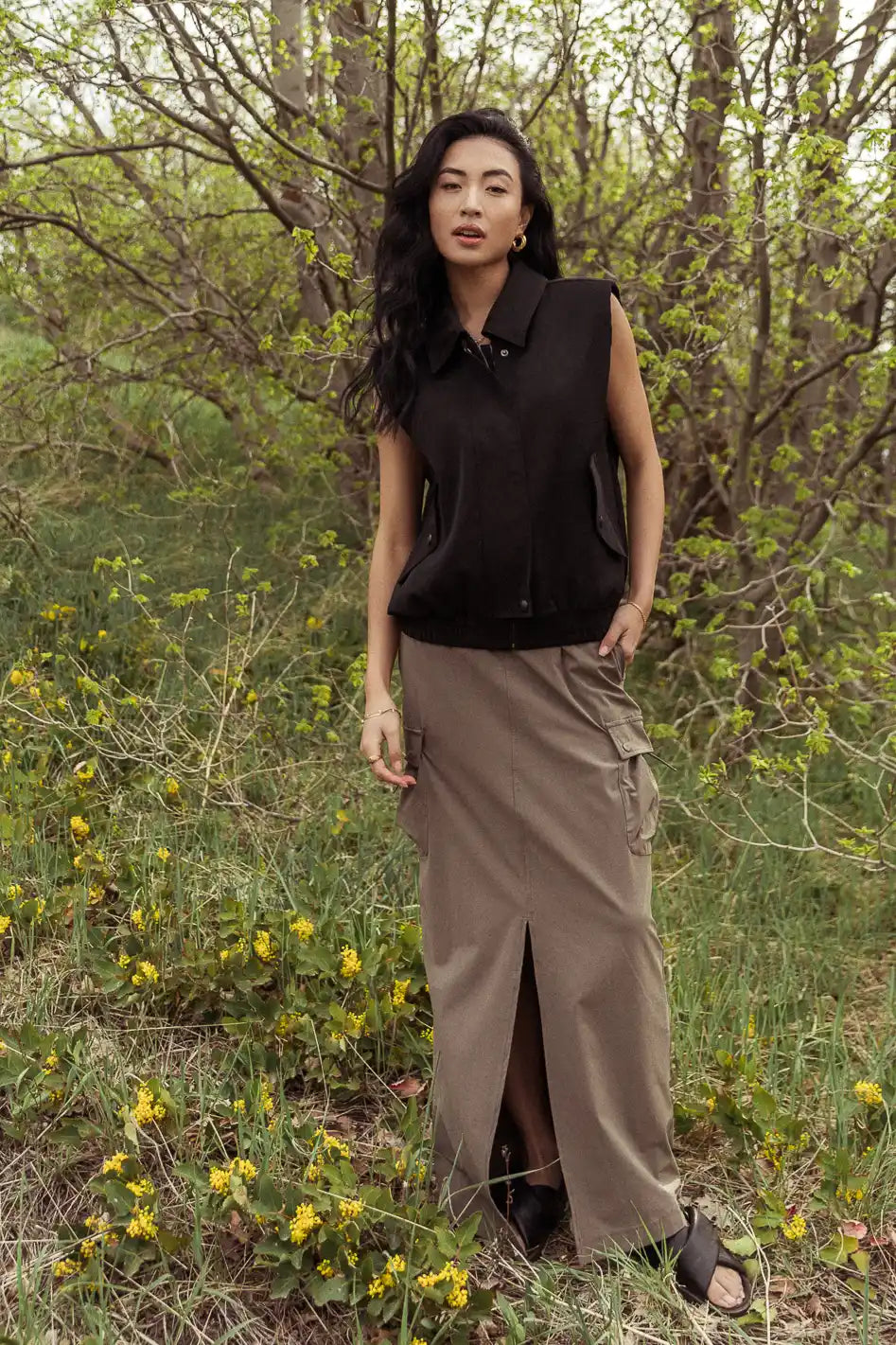 Ellie Olive Cargo Skirt for Women - High Waist Utility Skirt with Pockets | Perfect for Hiking, Travel & Casual Outfits | FINAL SALE