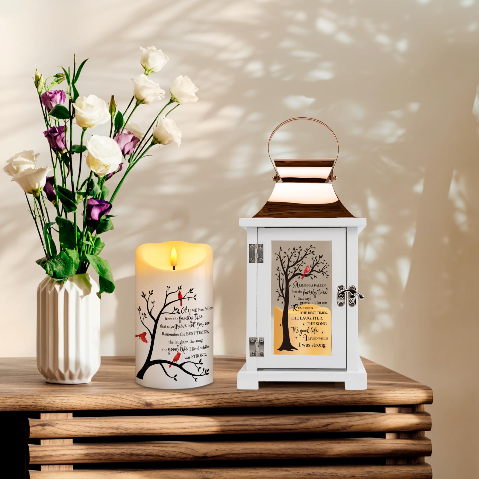 Memorial Lantern with Remote Control - Sympathy Gifts for Loss of Loved Ones, Thoughtful Bereavement Gifts for Loss of Mother or Father, Funeral Remembrance Keepsake - Perfect for Candlelight Vigils, Graveside Memorials & Healing Ceremonies