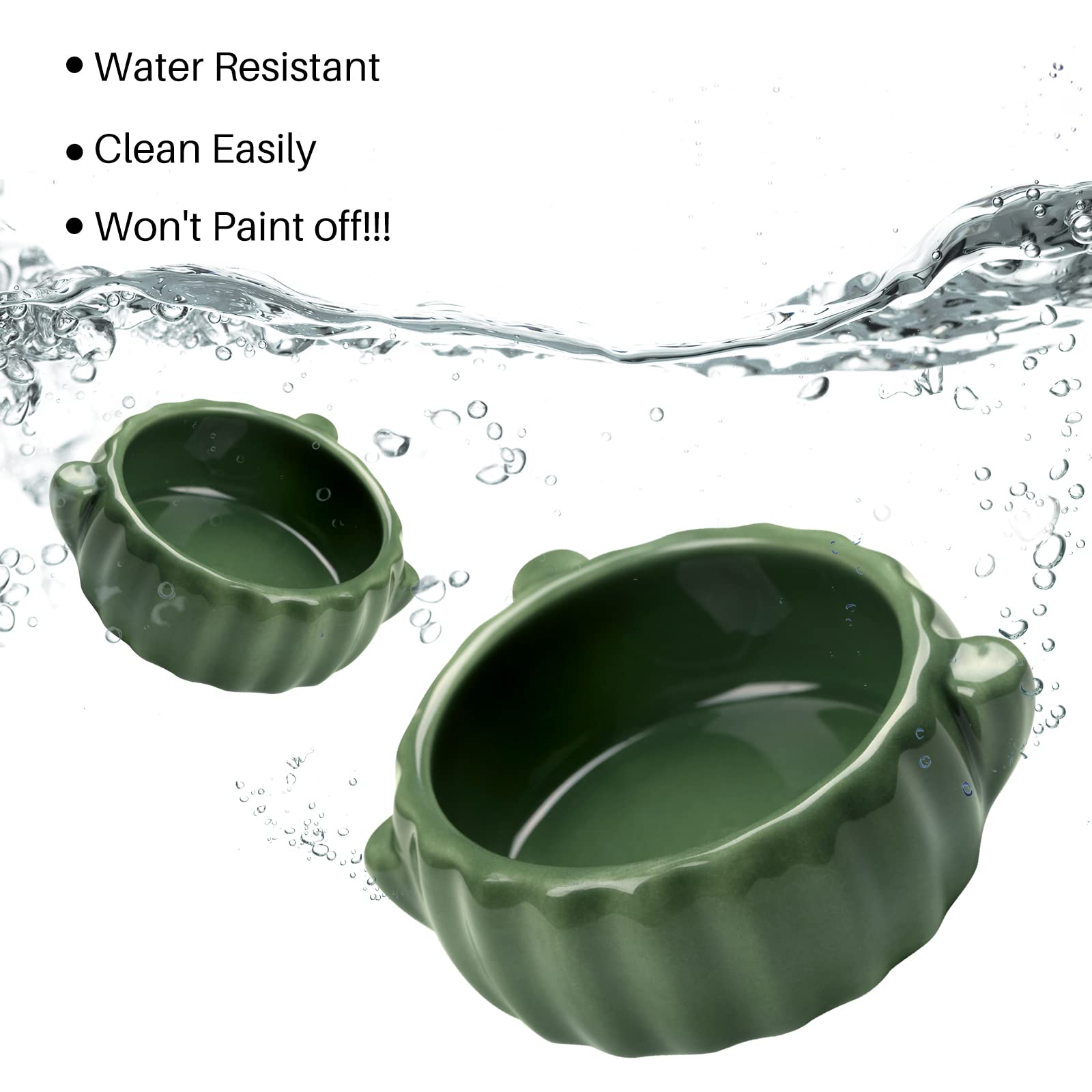BUCATSTATE 2-Pack Ceramic Hamster Food Bowl - Waterproof Small Animal Feeding Dish for Hamsters, Guinea Pigs, Birds & Chipmunks | Durable Cactus Design Pet Bowl for Cage, Terrarium & Outdoor Use