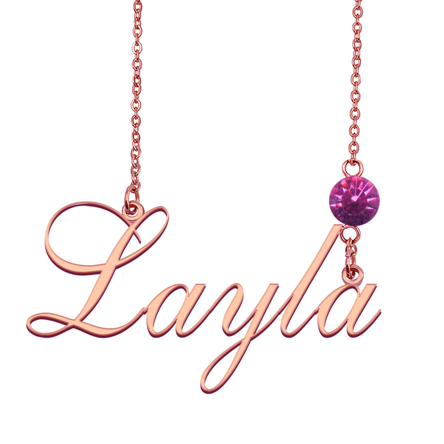 LikeFun Personalized Custom Birthstone Nameplate Necklace for Women & Girls - Perfect Gift for Birthday, Anniversary & Mother's Day Jewelry