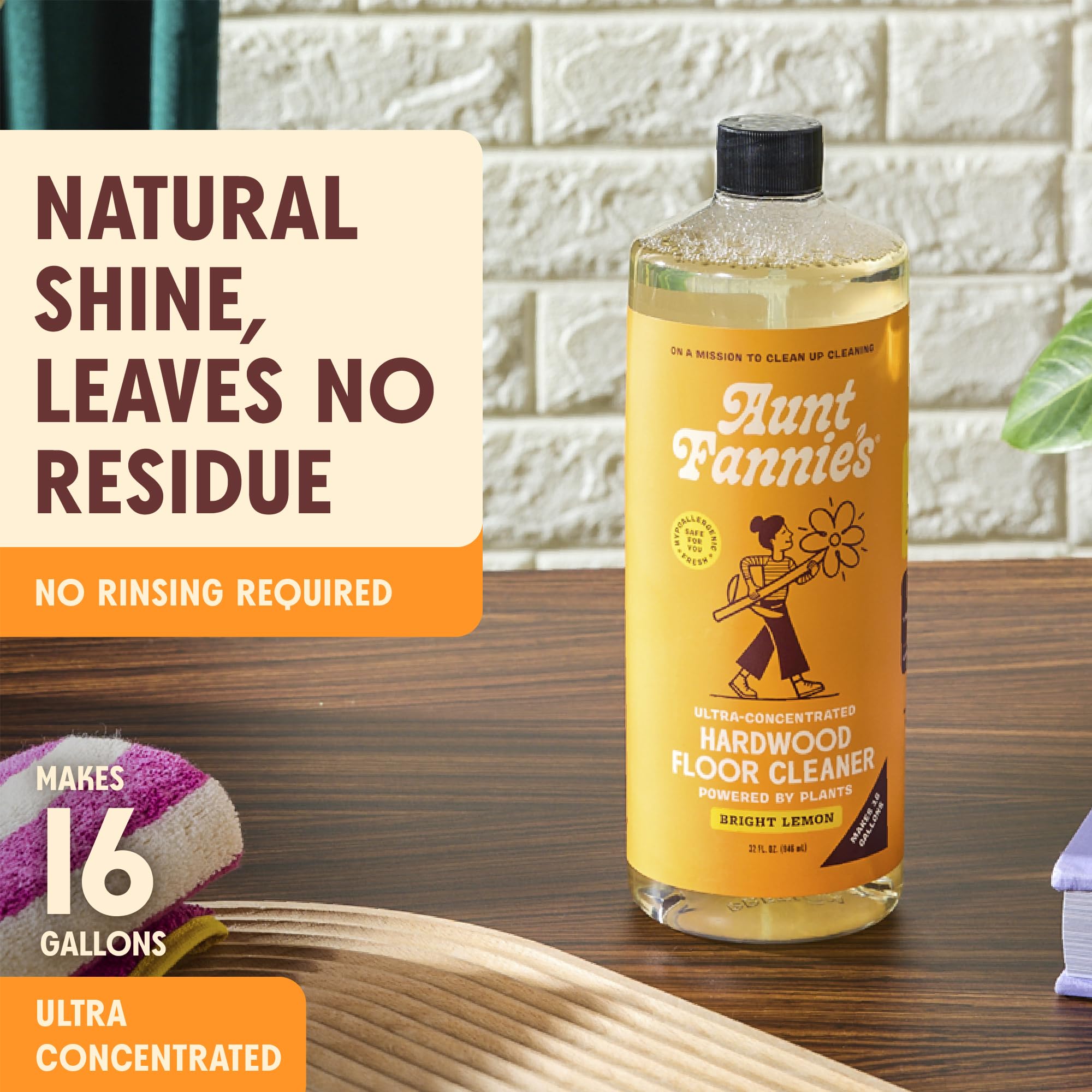 Aunt Fannie's Eco-Friendly Cleaning Bundle: Eucalyptus Vinegar Floor Wash & Lemon Hardwood Floor Cleaner - Perfect for Wood, Tile & Laminate Floors