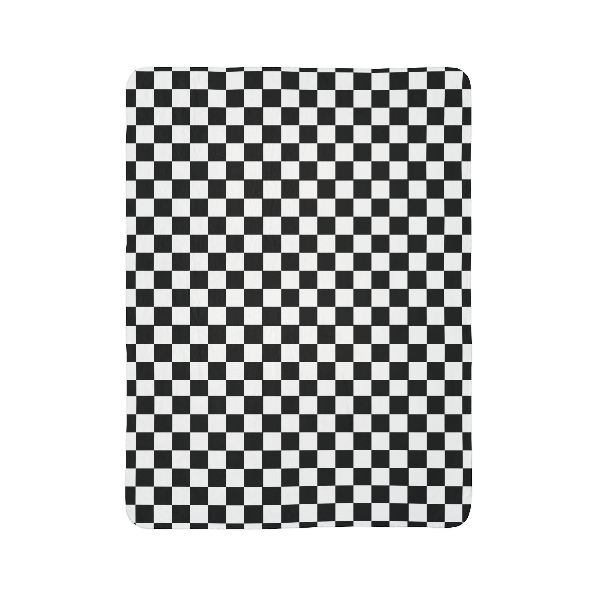 Black and White Checkered Fleece Sherpa Blanket - Soft Plaid Throw for Couch, Bed, Camping & Outdoor Use