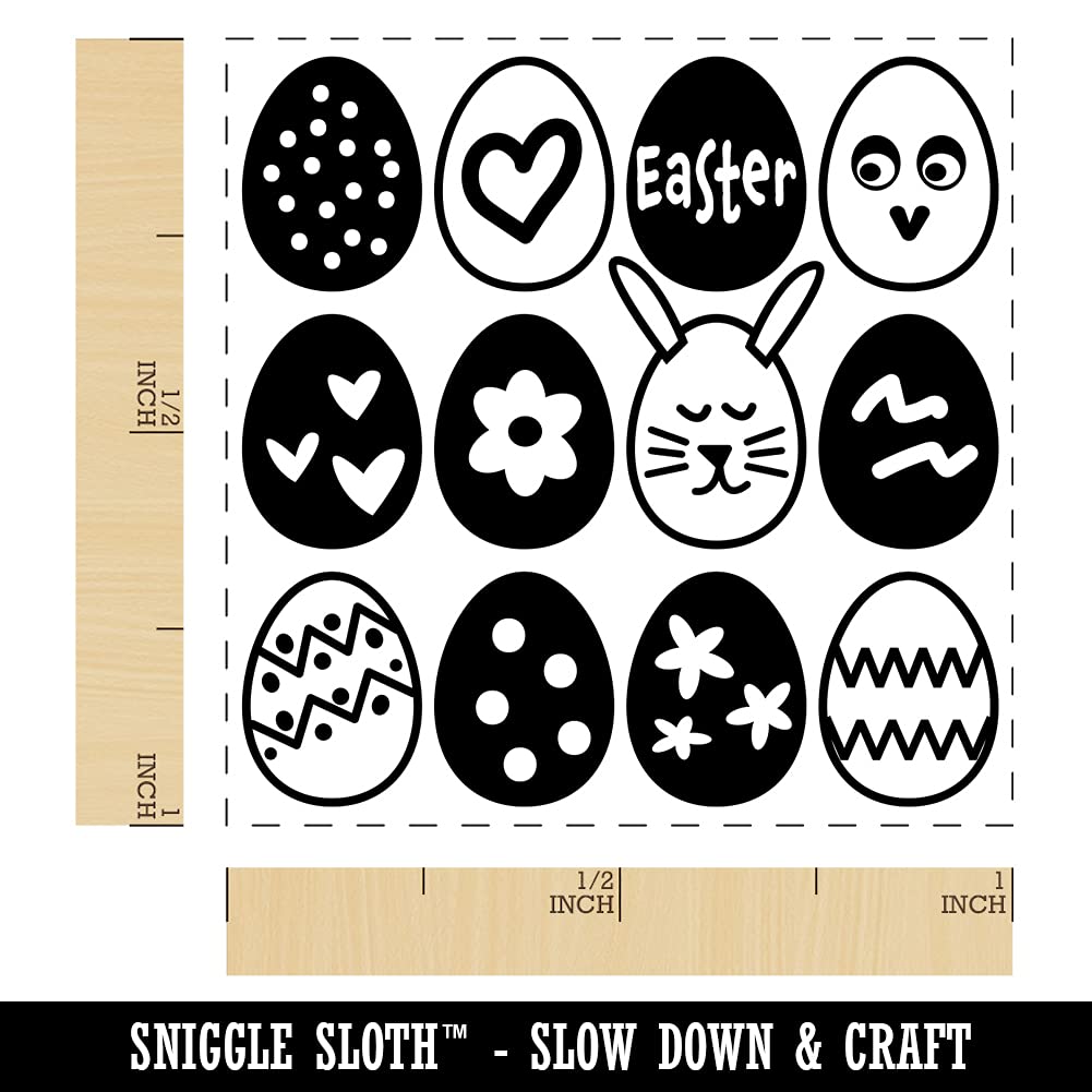 Easter Egg Self-Inking Stamp - 1 Inch Small Rubber Stamper with Black Ink for DIY Crafts, Scrapbooking & Holiday Card Decorations