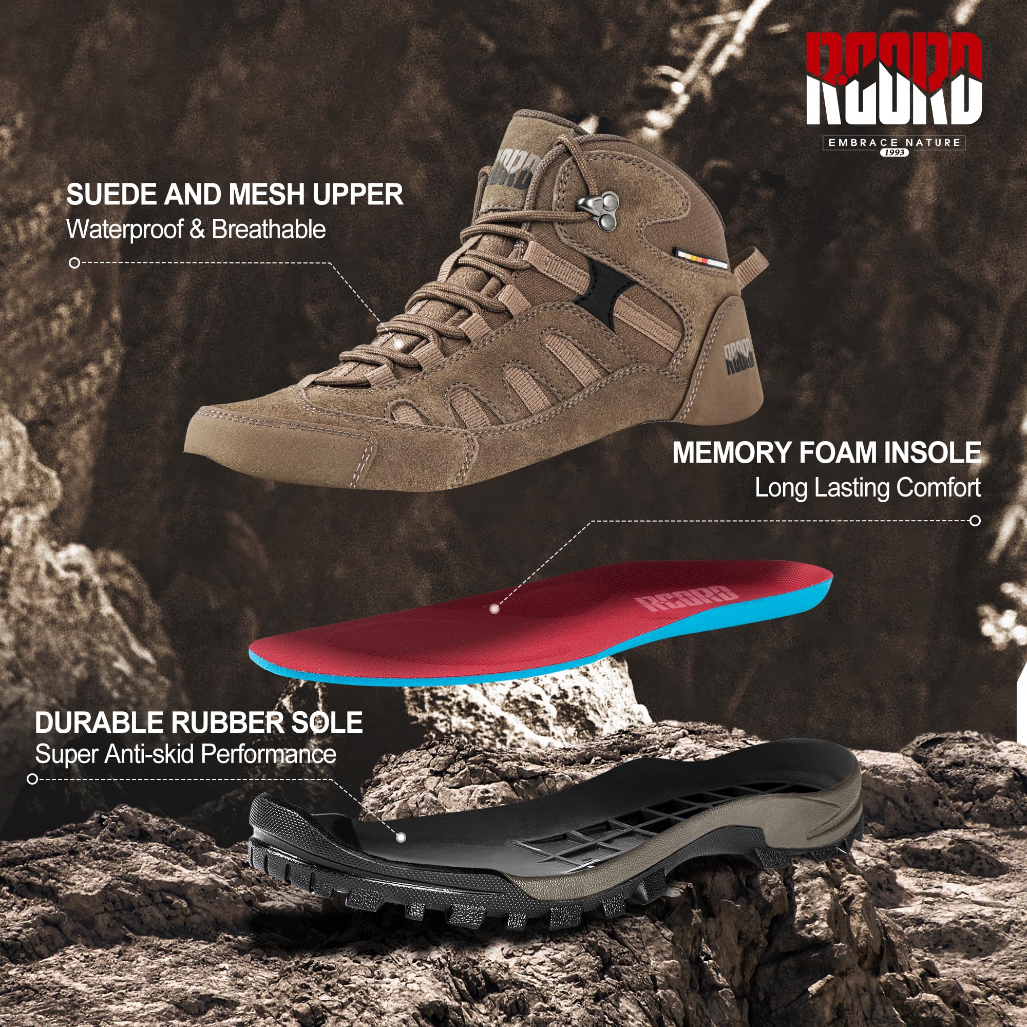 Waterproof Lightweight Hiking Boots for Women - Ankle Support, Breathable & Non-Slip Outdoor Shoes - Perfect for Hiking, Backpacking & Trail Adventures