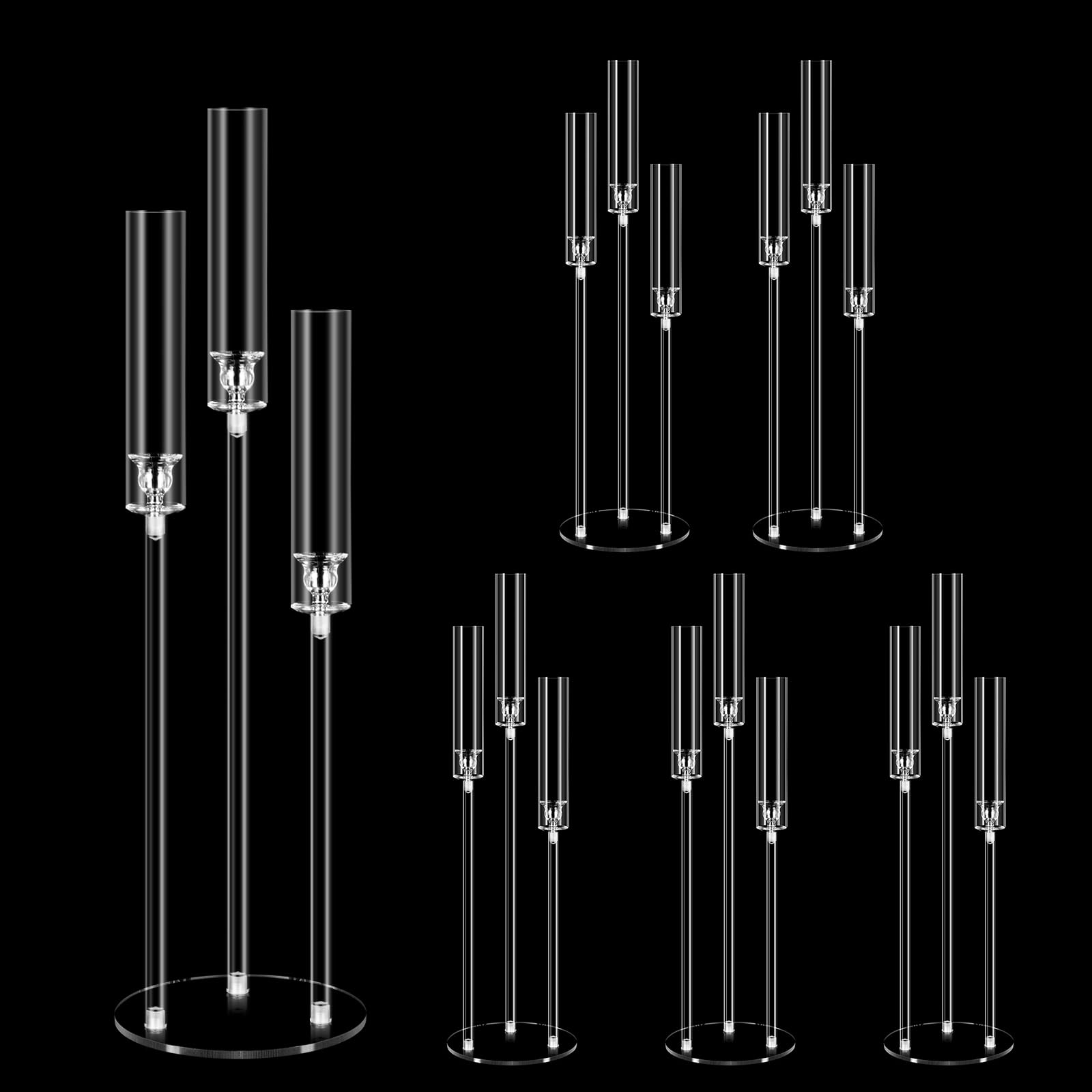 6-Piece Acrylic Candelabra Centerpiece Set - 30.7