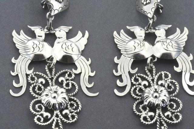 Frida Earrings - Sterling Silver Dangle Hoop Earrings for Women | Boho Chic Jewelry for Everyday Wear & Special Occasions