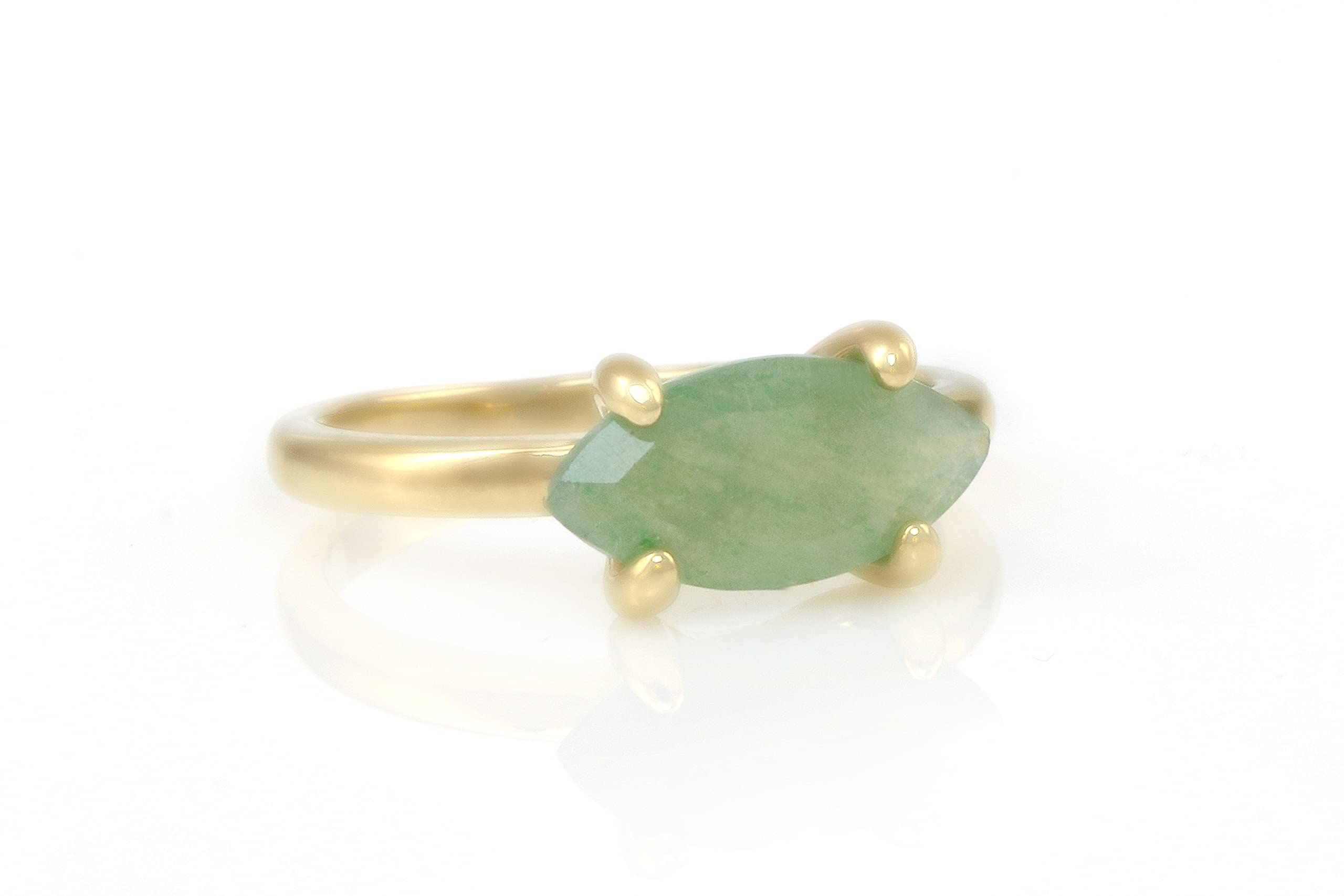 Rose Gold Anemone Green Aventurine Ring - Boho Stackable Jewelry for Women - Perfect for Everyday Wear & Gifting