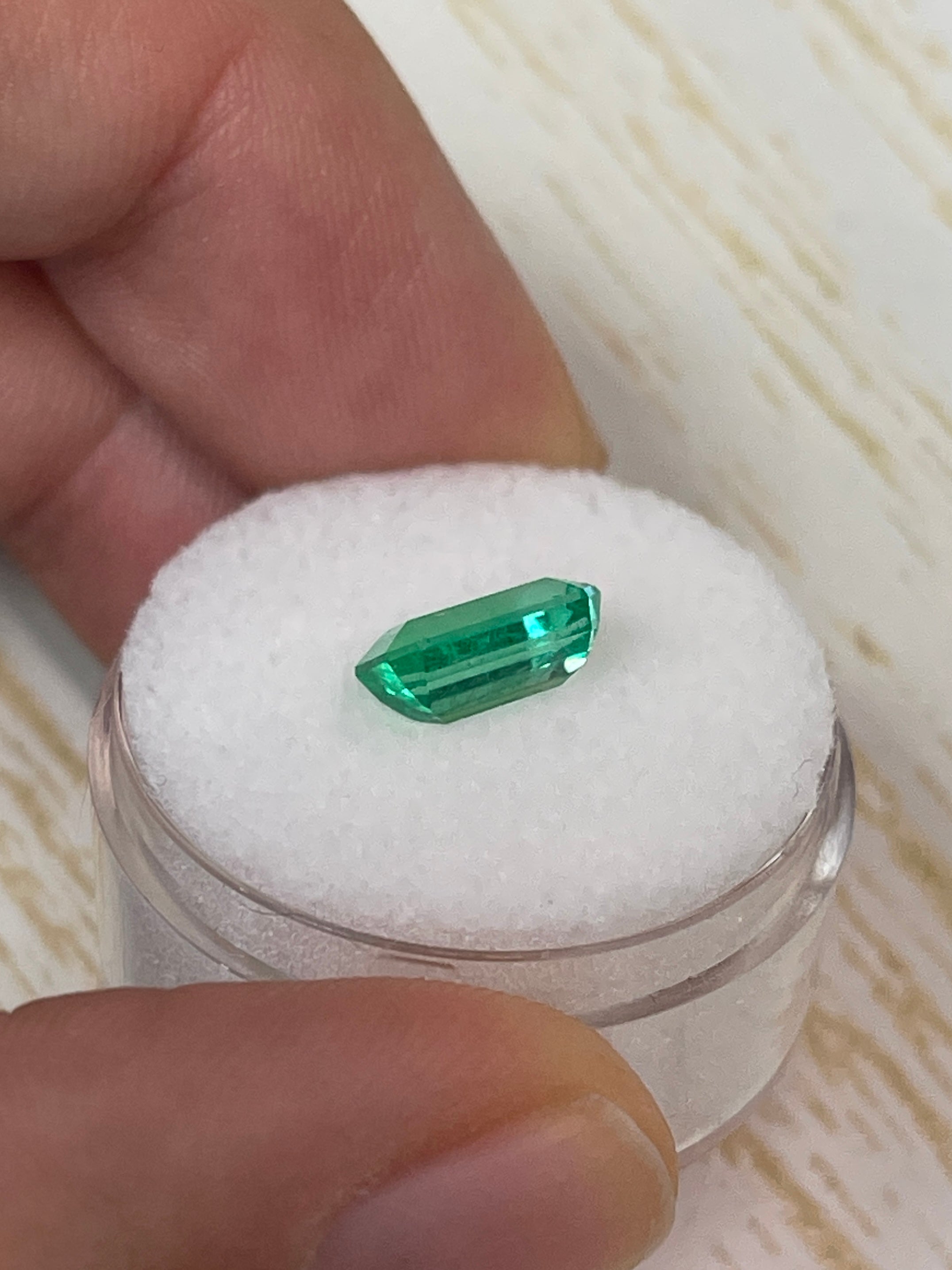 1.68 Carat 9x6mm Yellowish Green Natural Loose Colombian Emerald - Emerald Cut Gemstone for Jewelry Making, Engagement Rings & Collector's Specimen