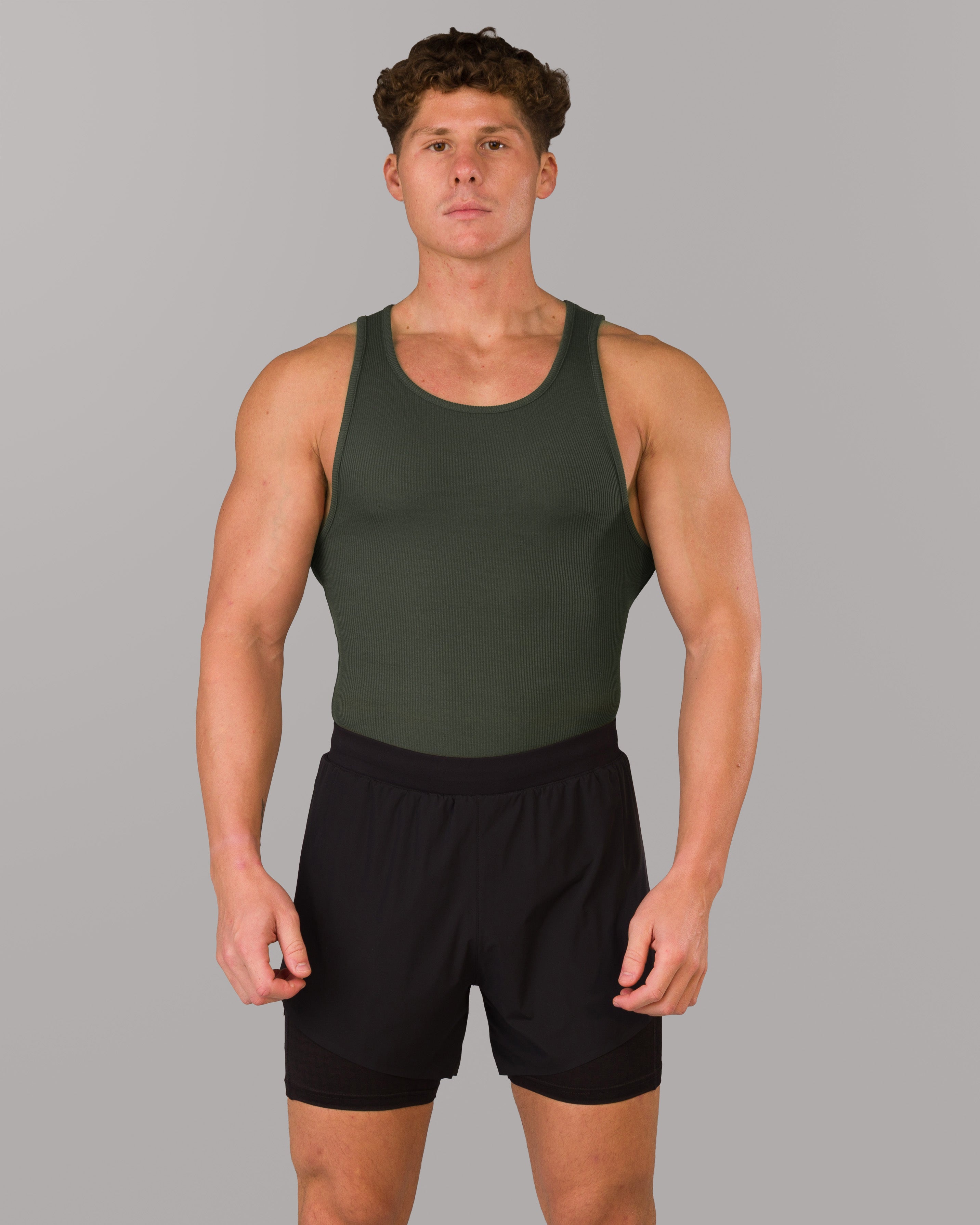 Zero Ribbed Tank Tops 2-Pack - Signature Green & Brown | Soft Stretchy Fit for Women | Perfect for Yoga, Gym & Casual Wear