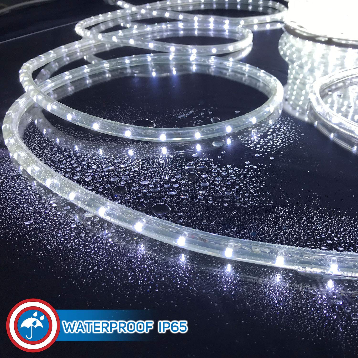 Russell Decor 30ft LED Rope Lights - Cool White for Christmas, Outdoor Trees & Patio Decor