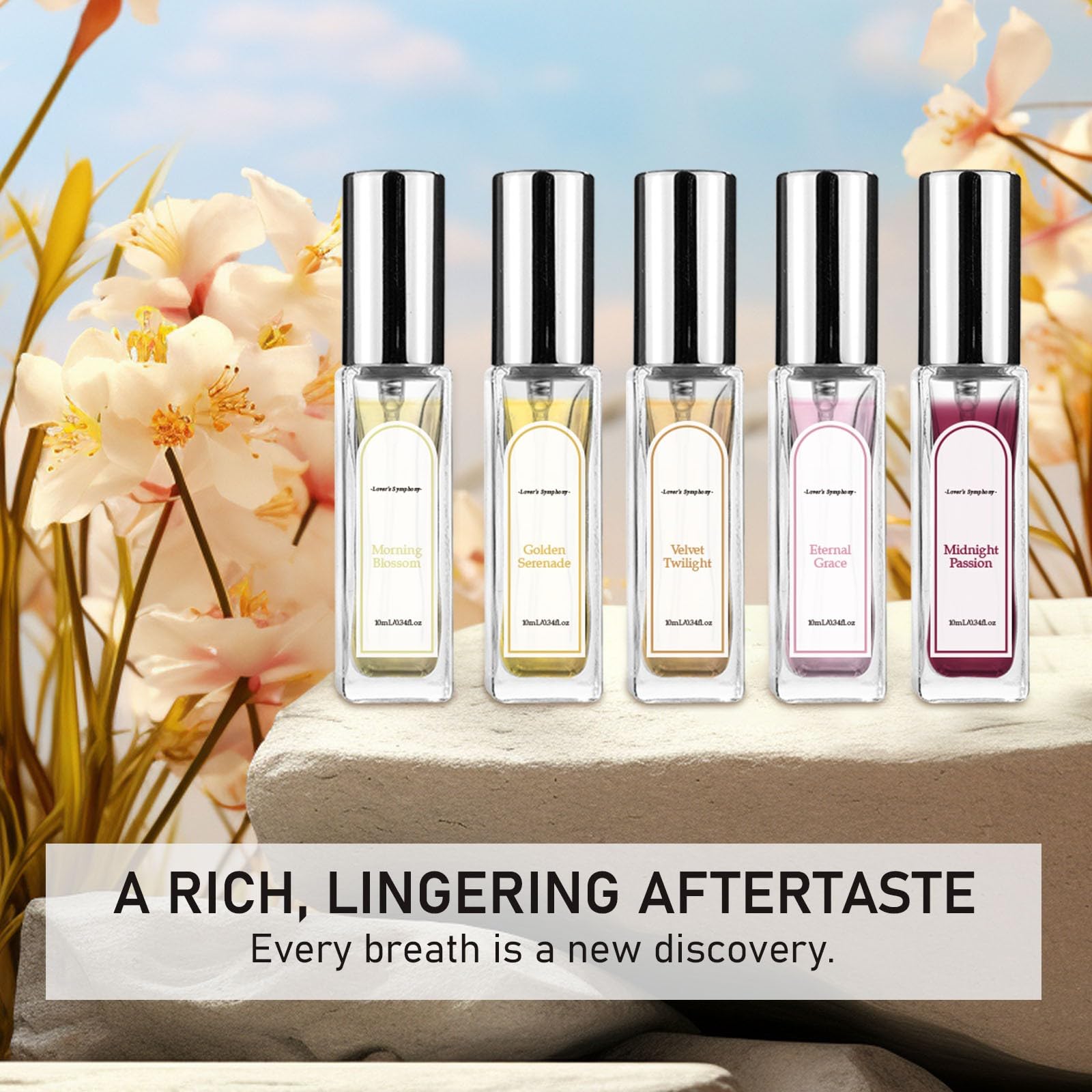 Roll On Perfume Set - Lover's Symphony Eau de Parfum Collection (5 Travel-Size Rollerball Fragrances) | Vanilla Scented Mini Perfume Gift for Women, Valentine's Day Present | Perfect for Travel, Date Nights & Everyday Elegance