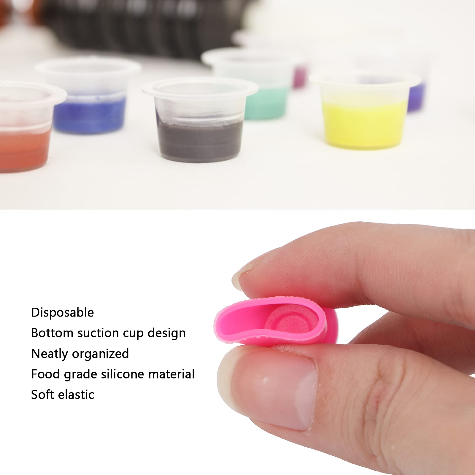 300-Piece Disposable Silicone Ink Cups for Eyebrow & Lip Tattoo Pigment - Perfect for Tattoo Artists, Microblading, and Permanent Makeup Applications