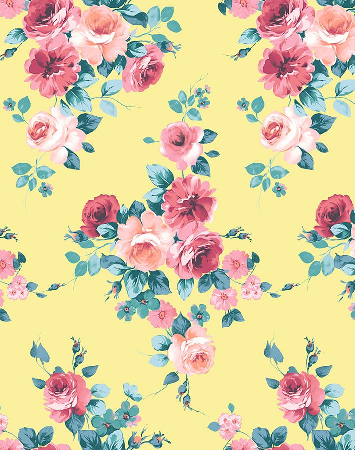 Wallshoppe 'Maggie May' Lemon Peel & Stick Wallpaper - Self-Adhesive Removable Wall Covering for Bedroom, Living Room, Kitchen & Bathroom Decor