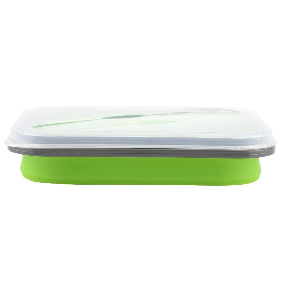 Aramox 600ml Collapsible Silicone Lunch Box - Portable, Microwave Safe, Leak-Proof Food Storage Container for School, Office & Travel (Green)