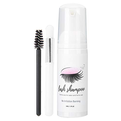 Eyelash Extension Shampoo & Cleanser - 50ml Foaming Lash Wash with Brush | Gentle Cleaning Solution for Eyelash Extensions | Perfect for Daily Lash Care & Salon Use