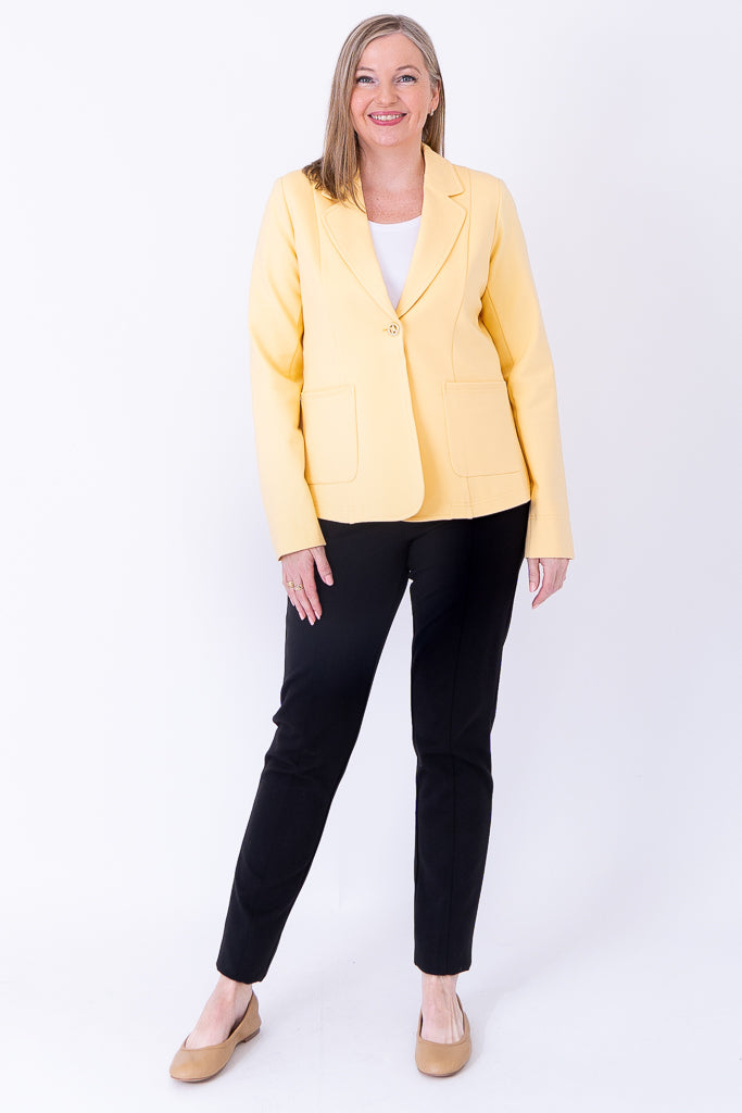 Anders Blazer Jacket for Women - Soft Butter Yellow Modal Blend - Perfect for Office, Business Meetings & Formal Events