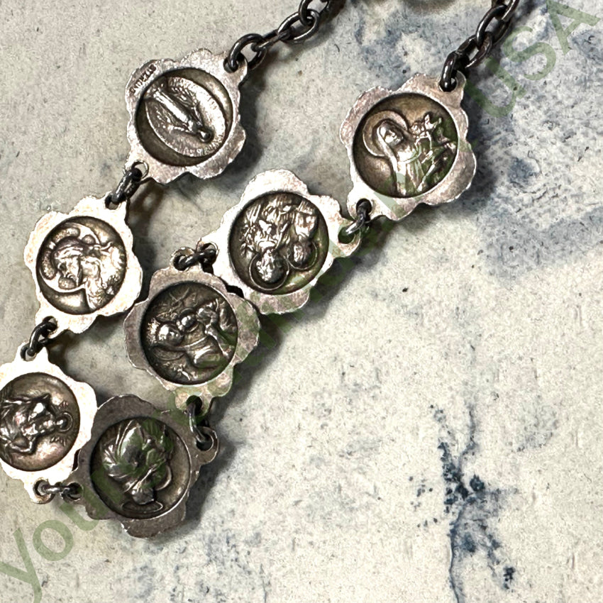 Vintage Devotional Sterling Silver Catholic Bracelet - Religious Jewelry for Women, Gift for Baptism, First Communion & Prayer