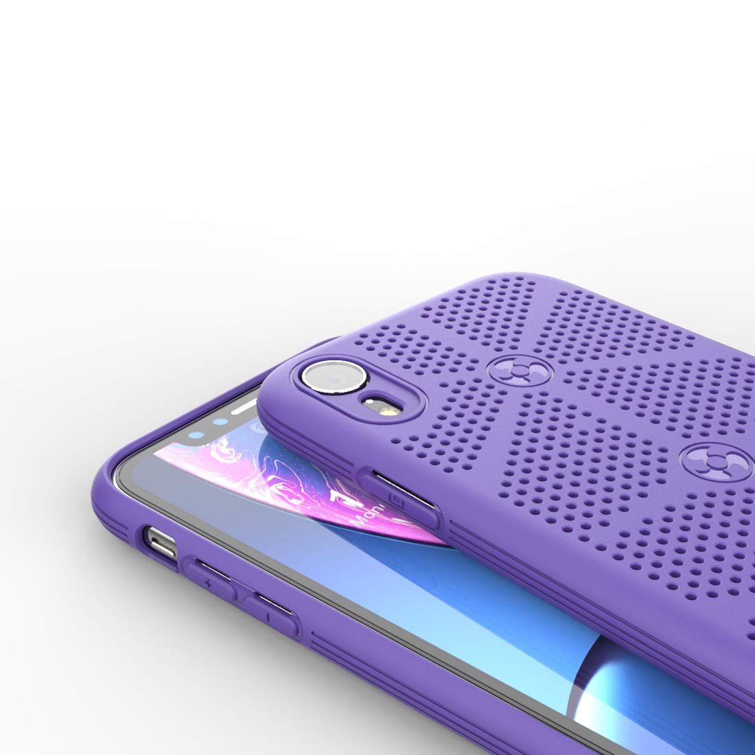 iPhone XR Cooling Phone Case (6.1 Inch 2018) - Breathable Heat Dissipation TPU Protective Cover - Purple | Perfect for Gaming, Outdoor Activities & Hot Weather Use