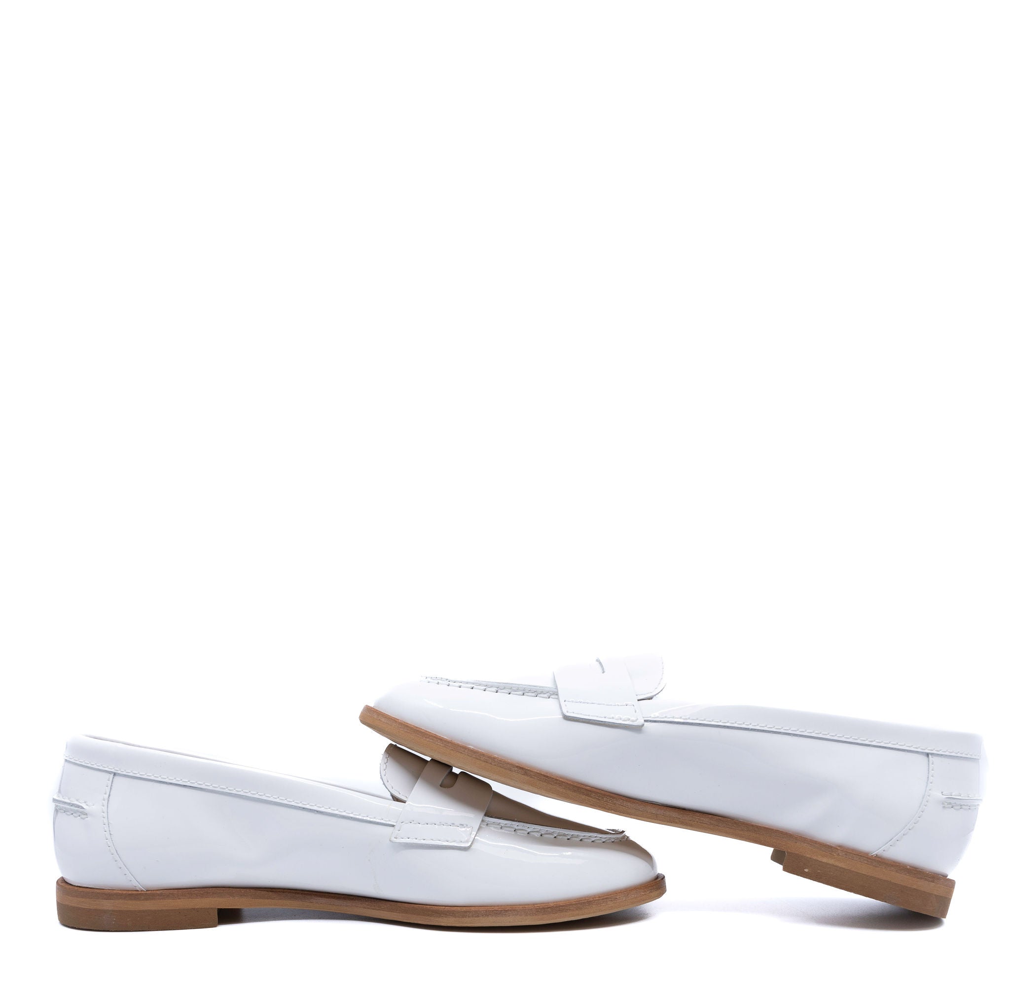 Beberlis Women's White Patent Leather Penny Loafers - Classic Slip-On Shoes for Work, Office & Casual Wear