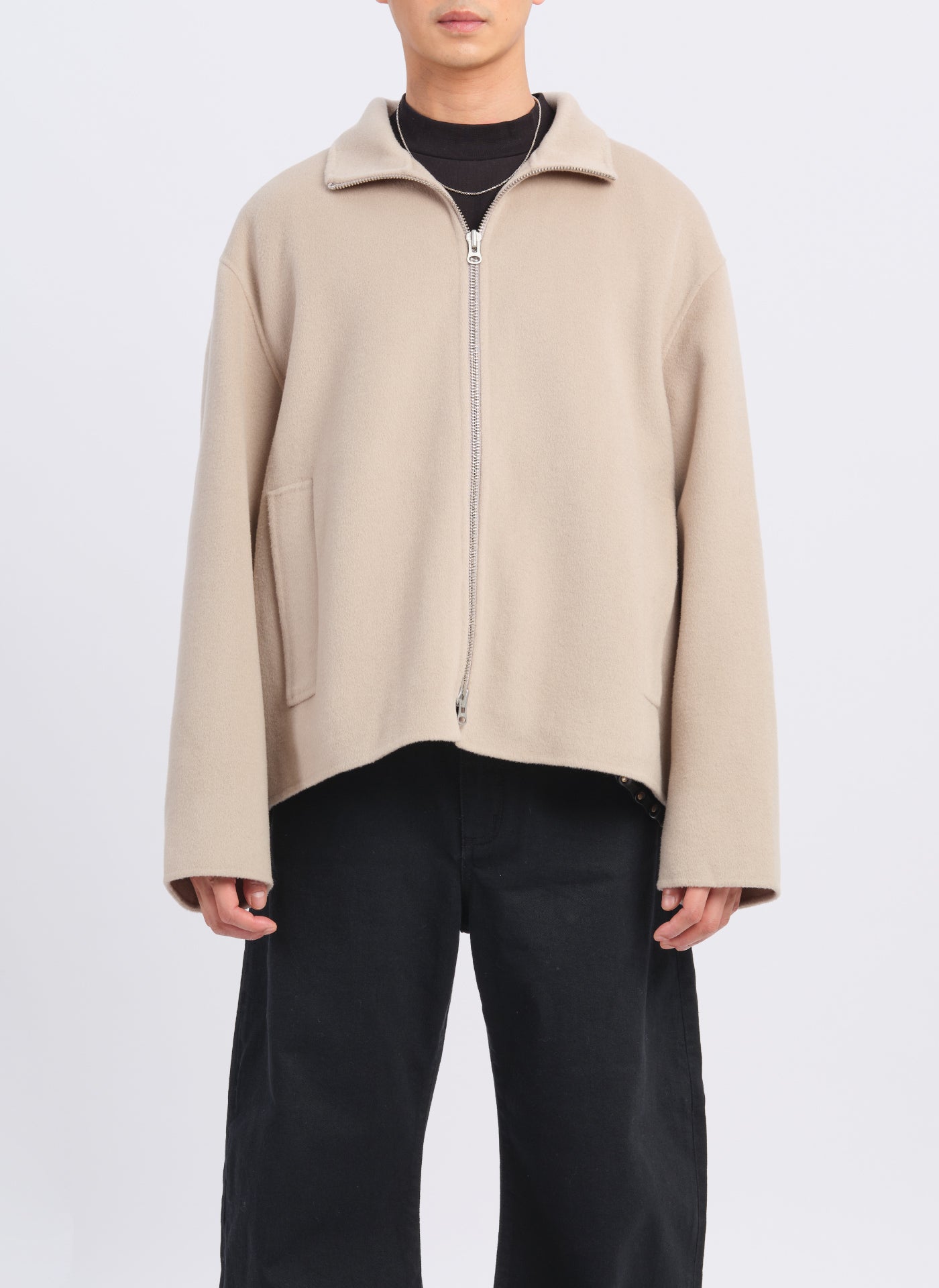 Premium W.R Wool Cashmere Stand Collar Jacket for Men - Warm Winter Coat for Business Casual & Outdoor Activities