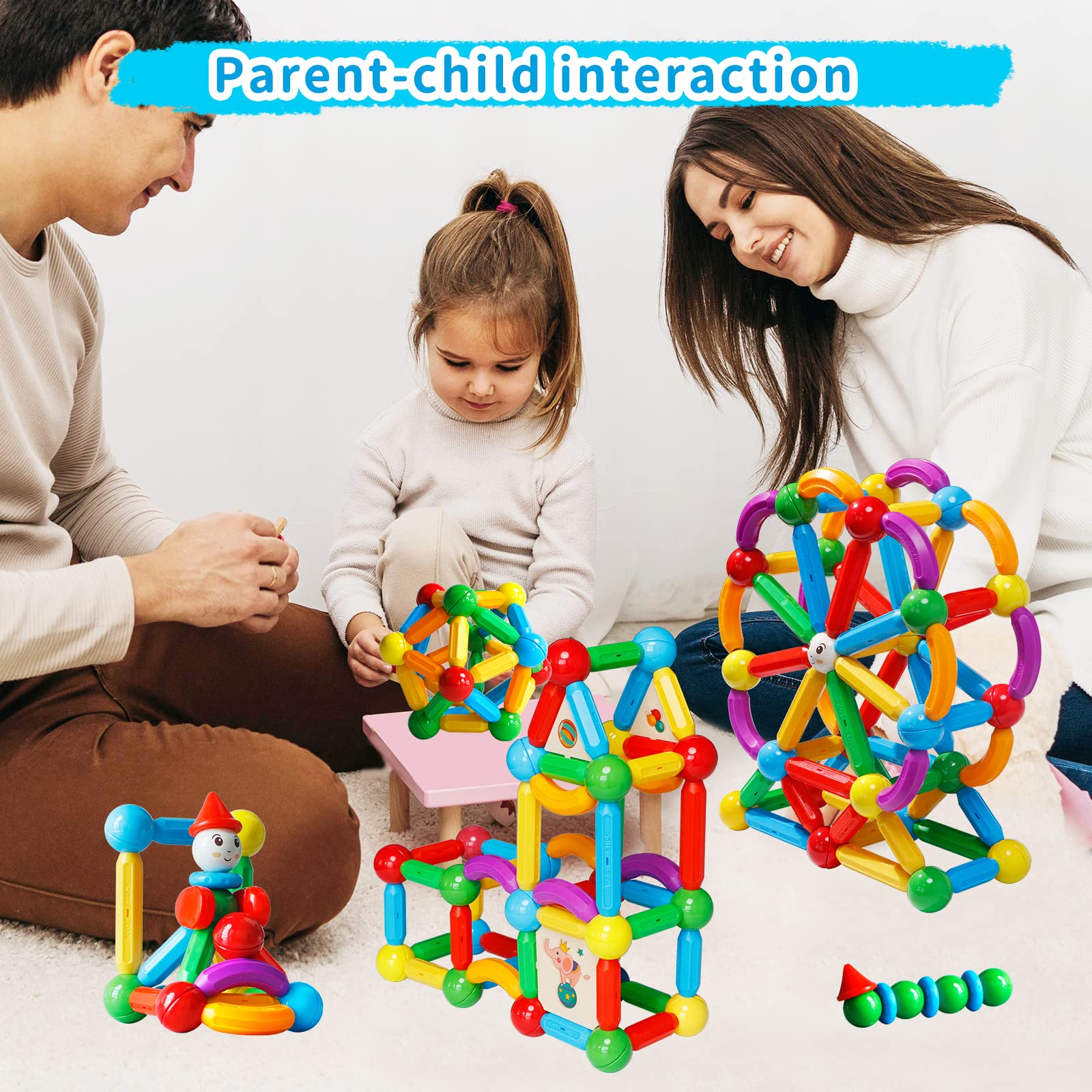 TOKBLOK Magnetic Building Blocks for Kids Ages 3+ | STEM Educational Toys for Toddlers | Montessori Learning Toys for Boys & Girls | Creative Construction Set with Magnetic Sticks | Perfect Gift for Preschoolers - Great for Classroom, Home Play & Early Childhood Development