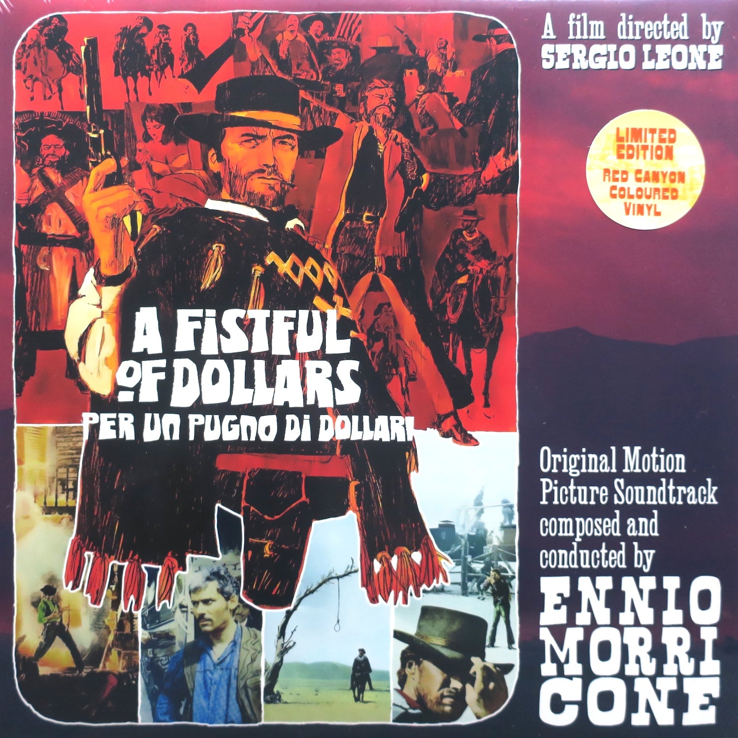 Ennio Morricone A Fistful of Dollars Original Soundtrack - Limited Edition Red Vinyl LP Record | Western Movie Music Collector's Item for Home Theater & Vinyl Enthusiasts