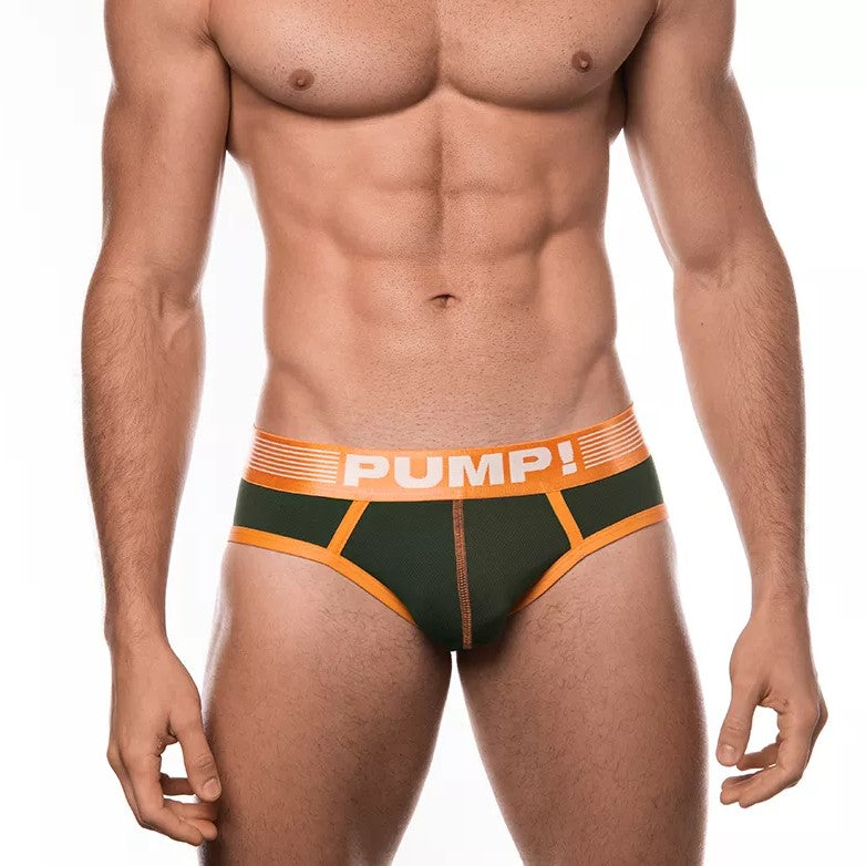 PUMP! Squad Men's Athletic Performance Briefs - Breathable Quick-Dry Underwear for Sports & Workouts - Green (Perfect for Gym, Running & Active Lifestyle)