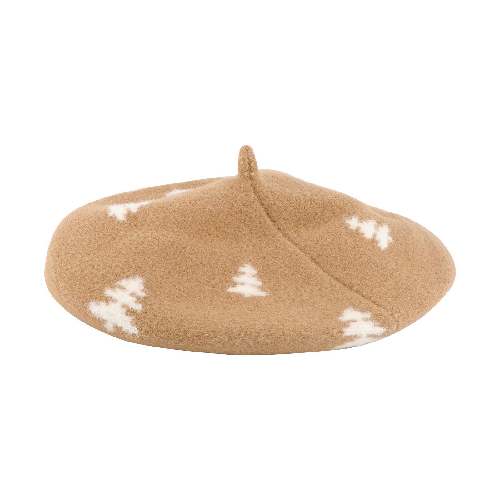 ABOOFAN Women's Christmas Tree Print Beret - Winter Fashion Knit Hat for Holiday Parties, Gifts & Casual Outfits | Cozy & Stylish Accessory for Christmas, New Year & Winter Events