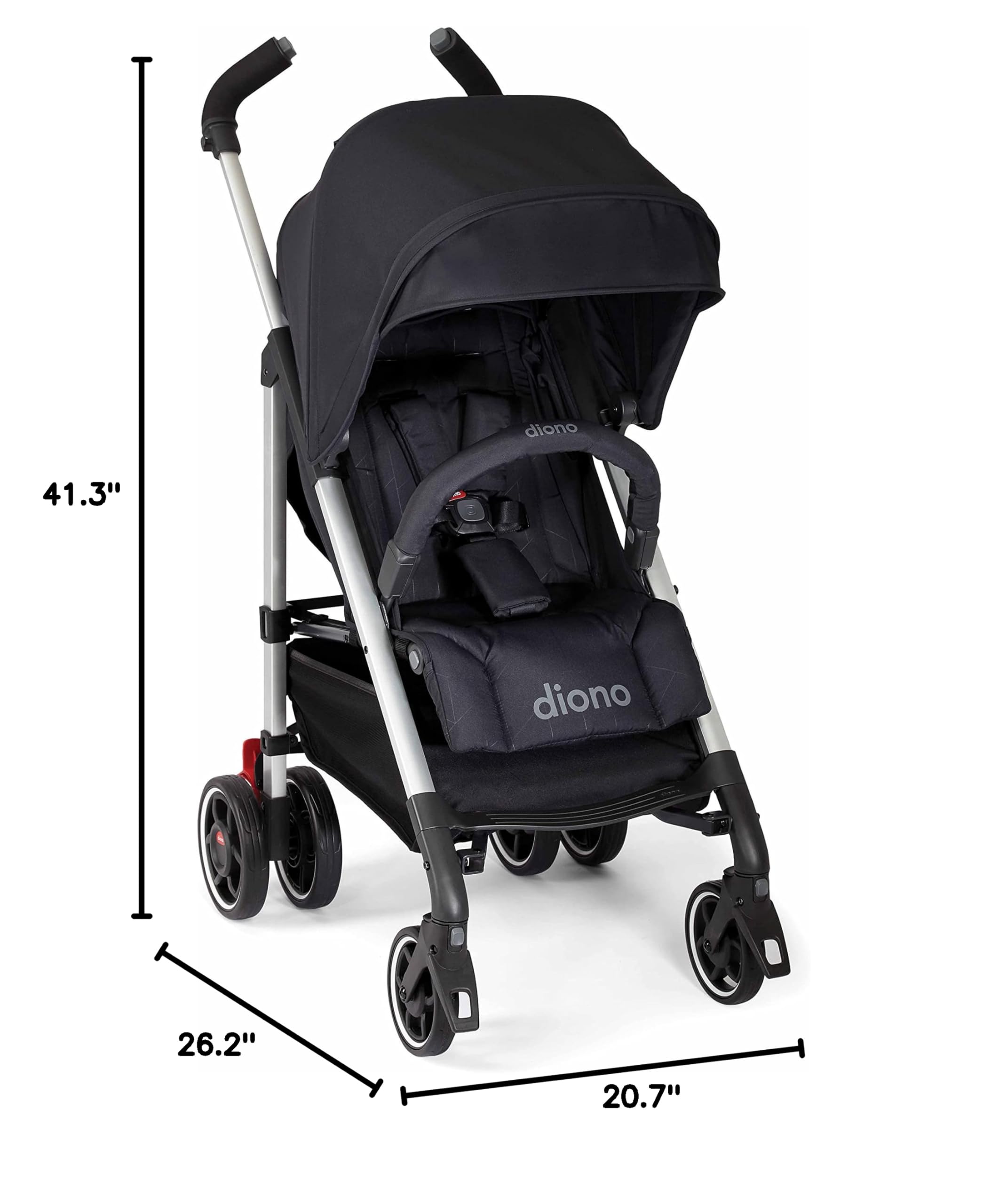 Diono Flexa Lightweight Umbrella Stroller for Infants to Toddlers - Compact Freestanding Fold, Adjustable Canopy & XL Storage Basket (Black Midnight) | Perfect for Travel, Shopping & Everyday Use