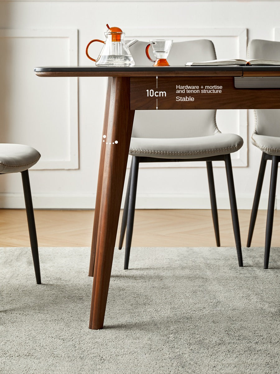 Premium Black Walnut & Ash Solid Wood Extendable Dining Table - Expandable Rock Slab Design for Modern Farmhouse, Rustic Kitchen & Open Concept Dining Rooms