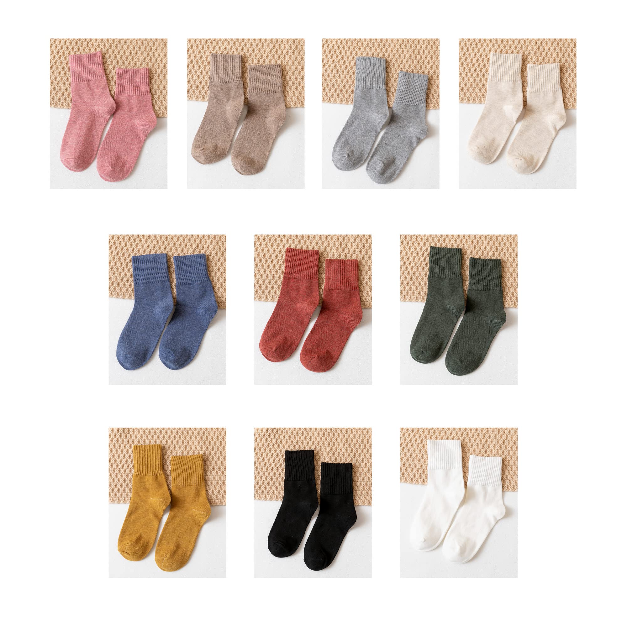 Women's Cotton Crew Socks - 10 Pack Soft Stretchy Casual Solid Color Socks for Everyday Wear, Workout & Lounge