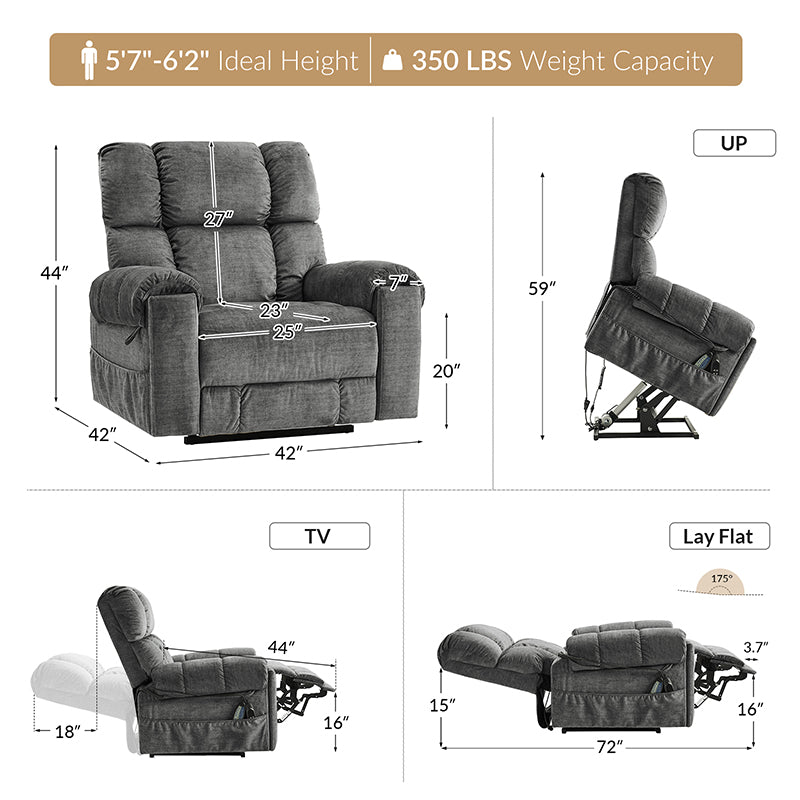 Harold Thera Massage Premium Infinite Position Lift Chair - Electric Recliner for Pain Relief & Relaxation - Perfect for Living Room, Bedroom & Home Theater Comfort