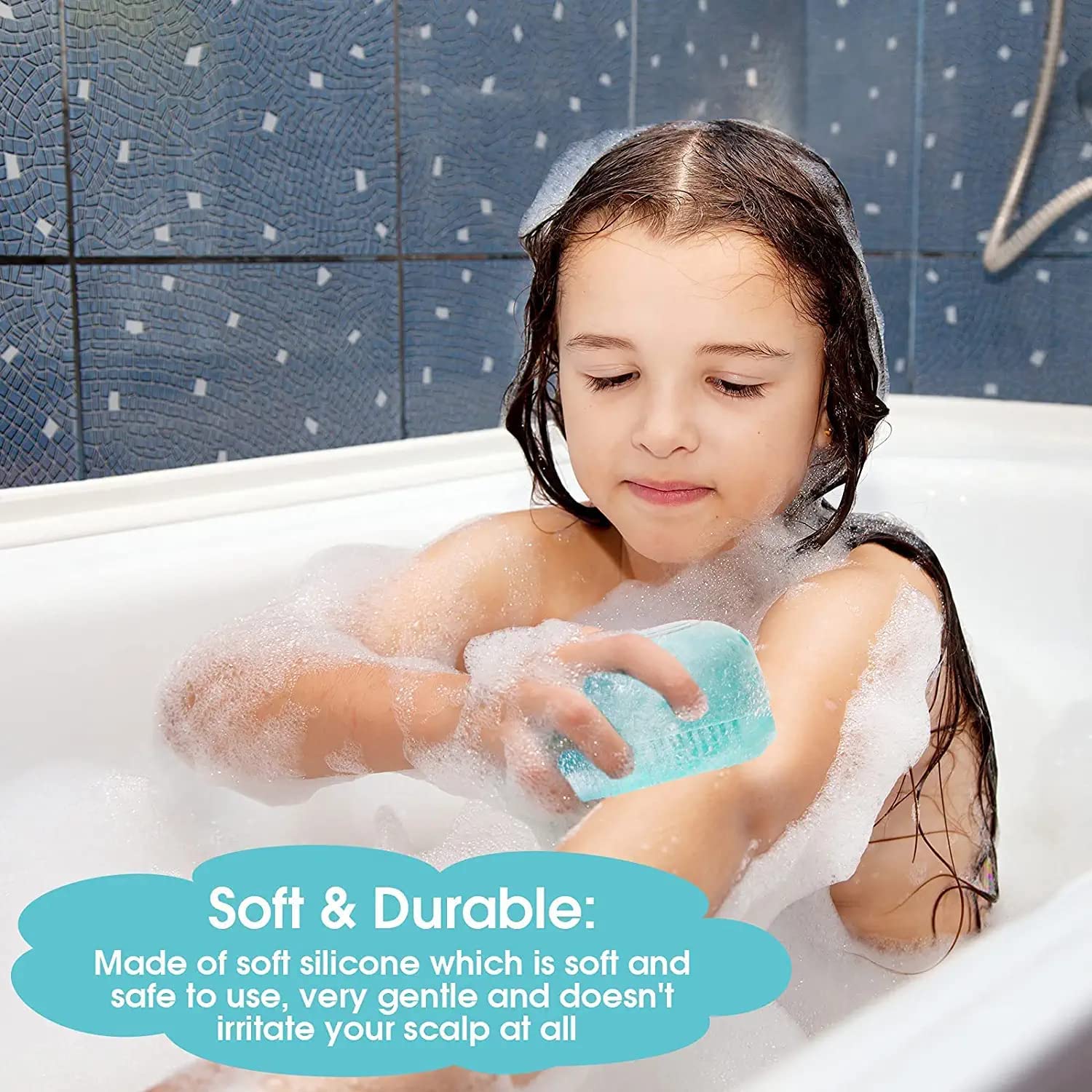 **QUALIZA Soft Silicone Bath & Shower Massage Brush with Shampoo Dispenser - Exfoliating Body Scrubber for Smooth Skin - Perfect for Spa, Home & Travel Use**