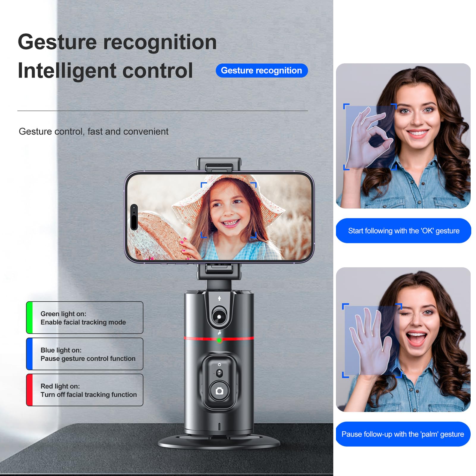 Smart Selfie Gimbal with Auto Face Tracking - 360° Rotating Phone Tripod Stand for Stable Videos & Photos | Perfect for Vlogging, Live Streaming, TikTok & YouTube Content Creation