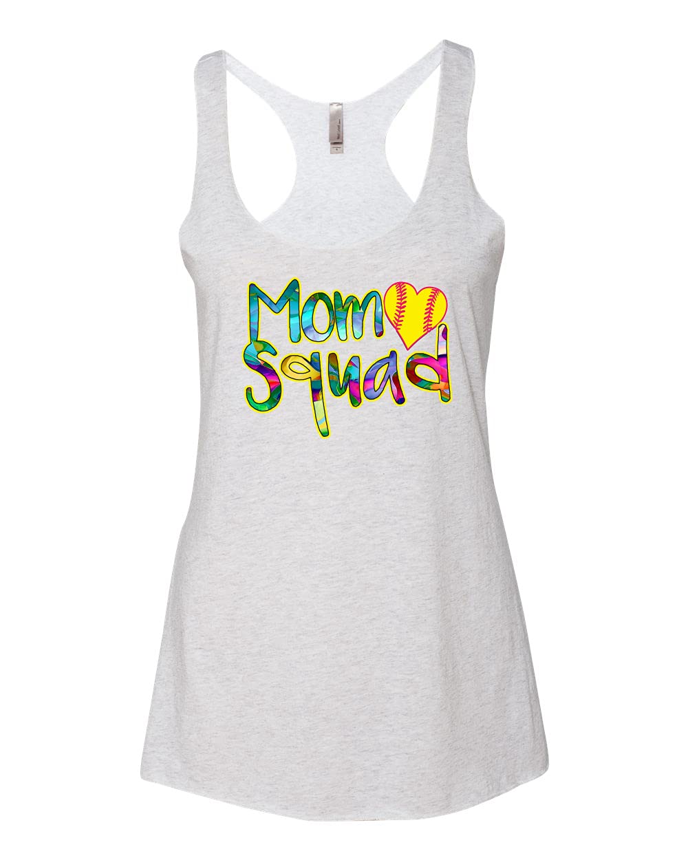 Stylish Colorful Tennis Mom Squad Sports Tri-Blend Racerback Tank Top - Perfect for Tennis Matches, Gym Workouts & Casual Summer Outfits