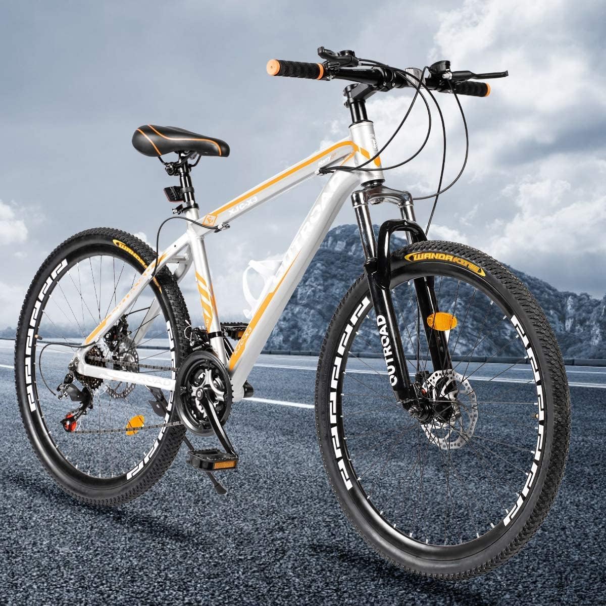 26-Inch Mountain Bike for Men & Women - High-Strength Aluminum/Carbon Steel Frame, 21-Speed Gears, Dual Disc Brakes & Lock-Out Suspension Fork | Perfect for Trail Riding, Commuting & Outdoor Adventures