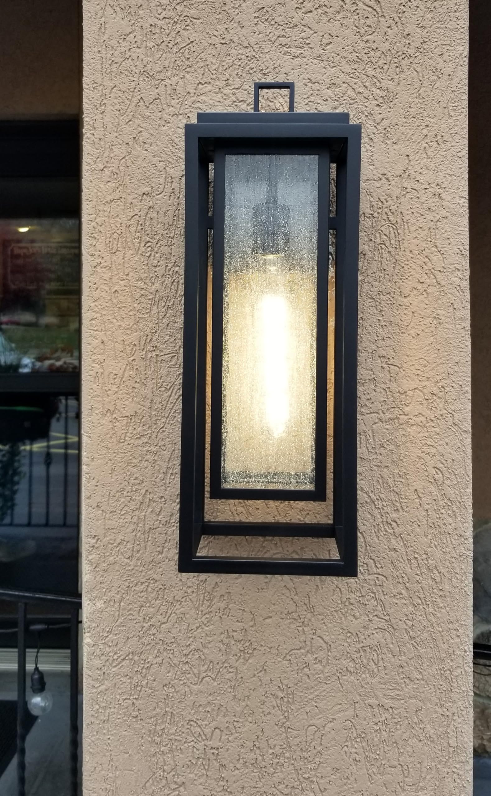 Hinkley Republic 1005BK Large Outdoor Wall Mount Lantern - Modern Black Composite Exterior Light with Anti-Fading Finish - Perfect for Porch, Patio, and Entryway Lighting