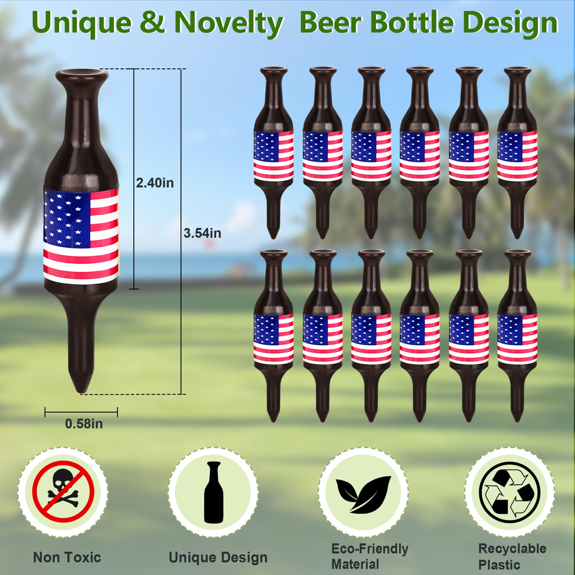 Premium Golf Tees Set of 12 - Durable Plastic Golf Accessories (3.54