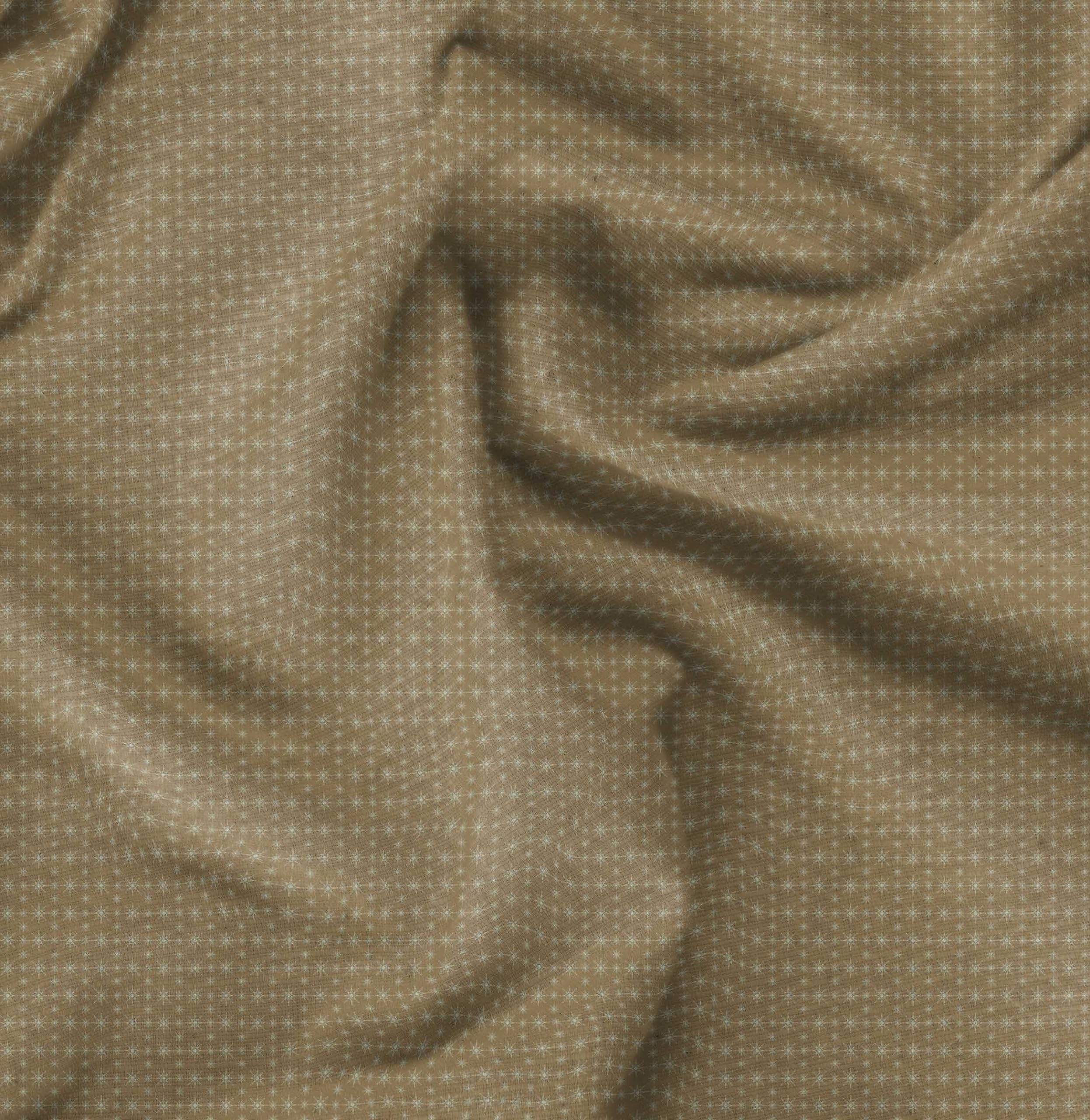 Soimoi Moss Georgette Brown Fabric by The Yard - 42 Inch Wide Geometric Star Printed Fabric for Dresses, Curtains & DIY Crafts - Cosmic Bohemian Style Material